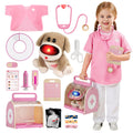 TOP BRIGHT Doctor Kit for Toddlers 3-5, Pretend Play Doctor Set with Pink Veterinarian Costume, DR Kit Dress Up Toys for Kids, Role Play Dog Vet Playset, Christmas Birthday Gifts for Girls Boys 3 4 5