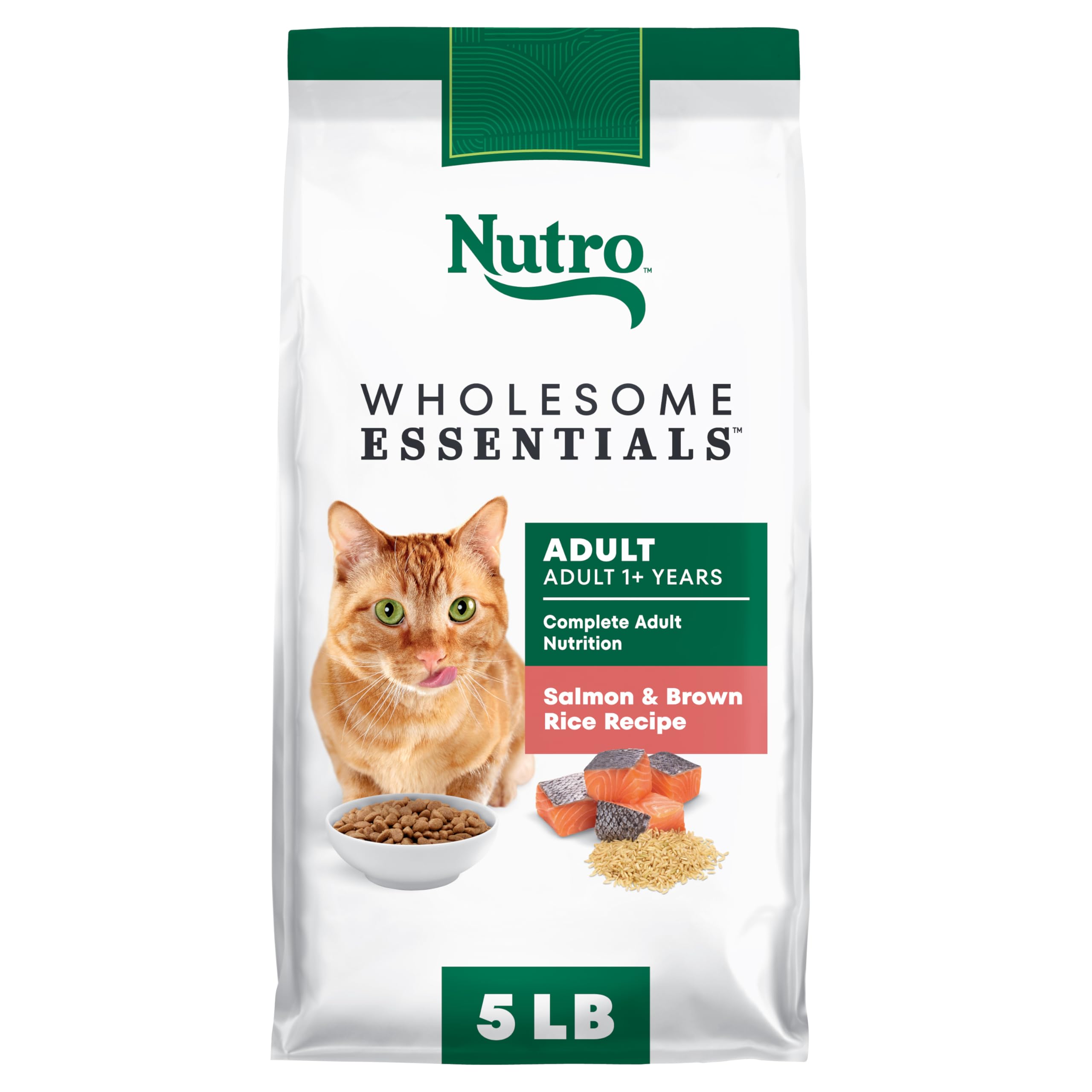 Nutro Wholesome Essentials Dry Cat Food, Adult Cat Food Dry Salmon & Brown Rice Recipe, 5 lb. Bag