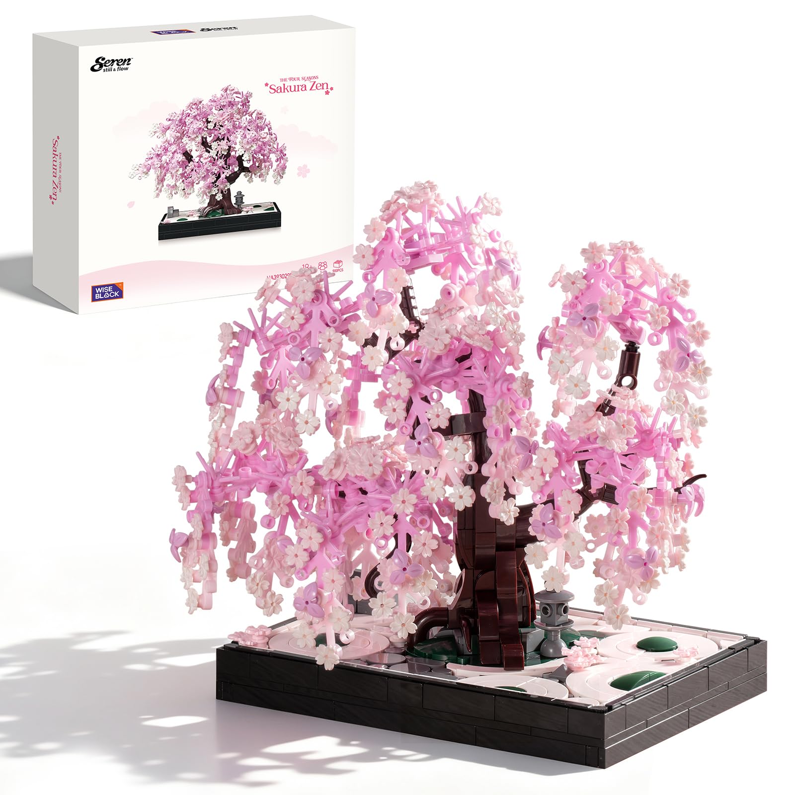Wise Block Cherry Blossom Tree Building Block Set for Adult 900 Pcs Artificial Bonsai Tree Plants for Home Decor, Adult Ages 18