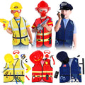 Bonuci 3 Sets Kids Dress up for Play Age 3-7 Years Old,dress up Costumes Vest Set Police,fireman and Worker for Toddler Kids Boys Pretend Role Accessories