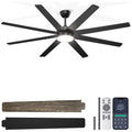 72'' Large Ceiling Fans with Lights, Modern Black Ceiling Fan Remote/APP Control, Dimmable, Quiet DC Motor Big Ceiling Fan for Indoor/Covered Outdoor