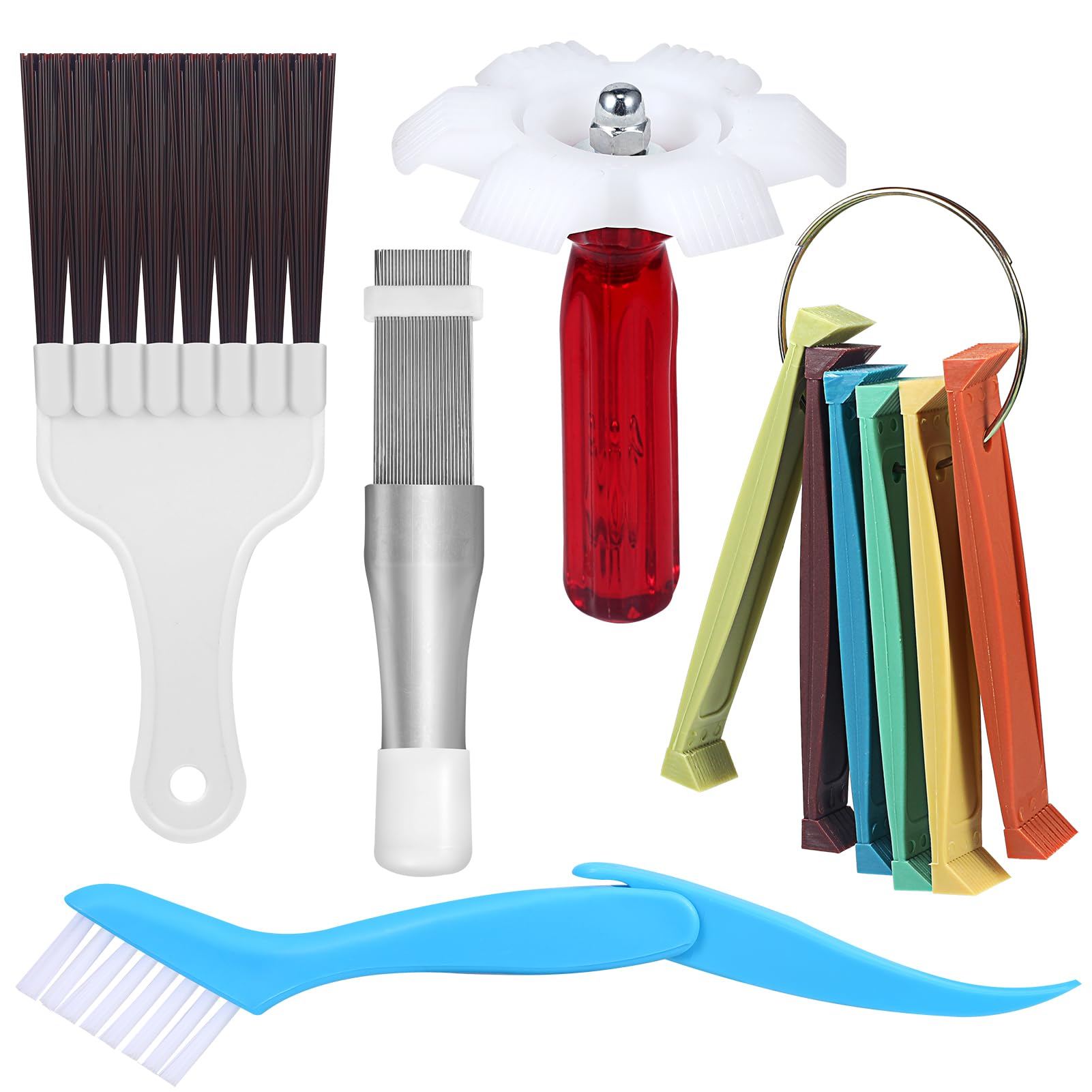 10PCS Air Conditioner Fin Comb Cleaner kit AC Coil Cleaning Brush 5 Different Fin Combs Condenser Fin Straightener AC Evaporator Comb Radiator Repair Clean Tool (10)
