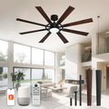 60 Inch Smart Ceiling Fan, Black Indoor/Outdoor Ceiling Fans with Lights and Remote, Compatible with Alexa/Google/App, 3CCT Dimmable 6 Speeds Timing for Living Room Bedroom Patio