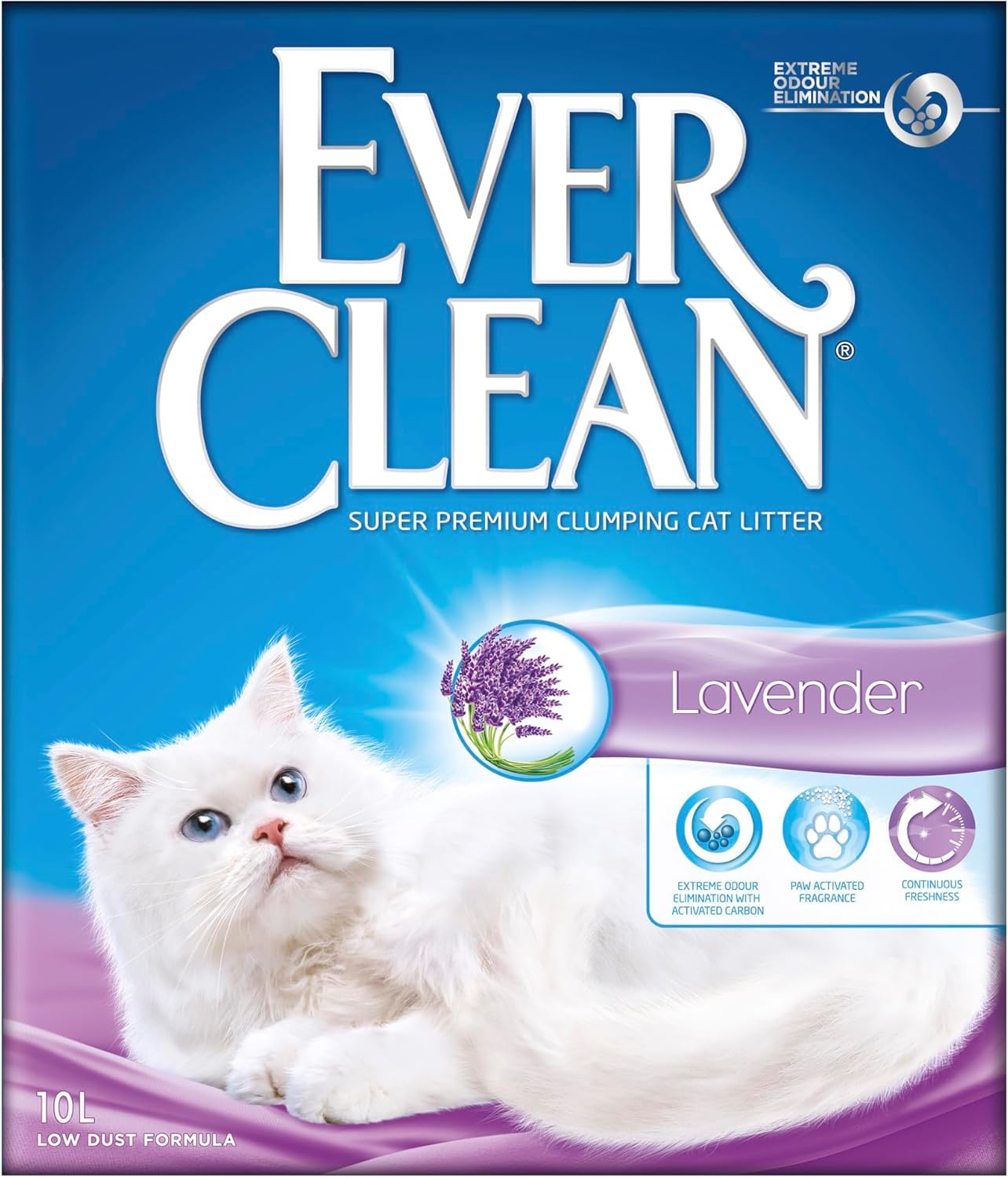Ever Clean Clumping Cat Litter, Lavender Scented for Long-Lasting Freshness, Maximum Odour Elimination, 10L