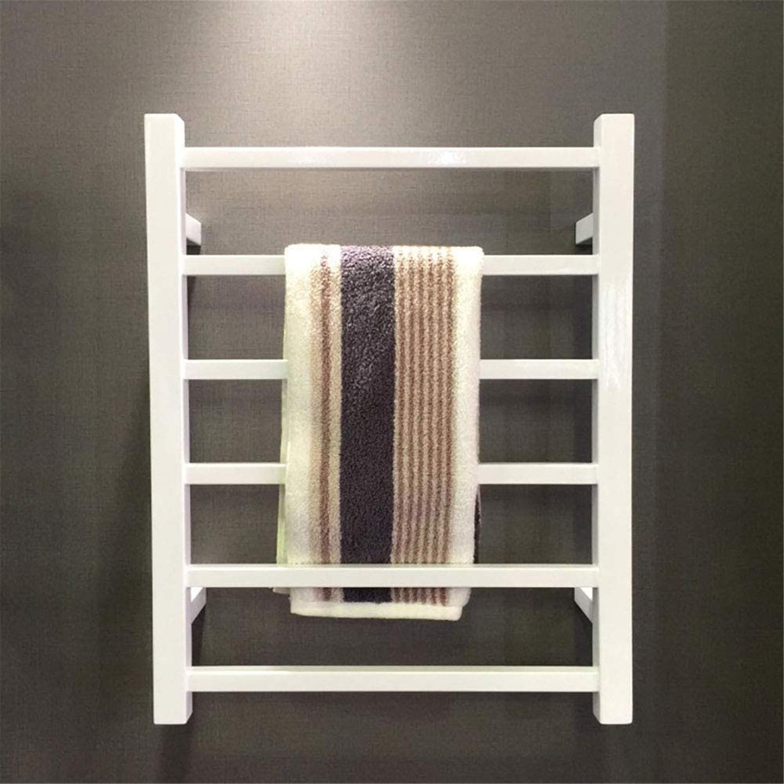 Bathroom Wall Heater Towel Warmer,Towel Warmer, Wall Mounted Stainless Steel Towel Heater, Stainless Steel Sprayed Electric Towel Rack& Drying Rack (UL Certified), 4 Bars,White