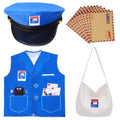 Keymall Kids Mailman Costume Mail Carrier Hat Mr. Postman Canvas Bag Vest Envelopes For Halloween Career Day Postal Costume