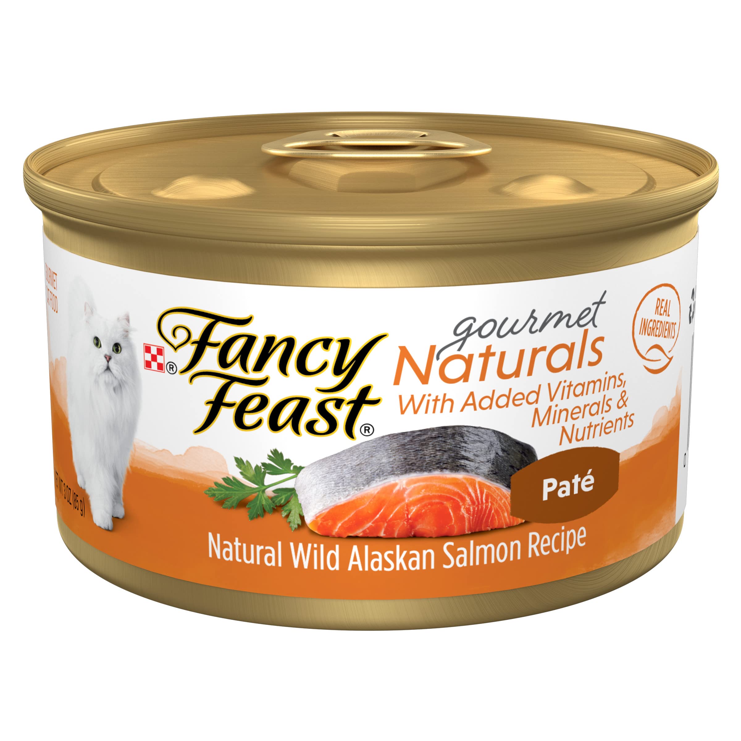 Purina Fancy Feast Wet Cat Food Pate Gourmet Naturals Wild Alaskan Salmon Recipe - (Pack of 12) 3 oz. Cans
