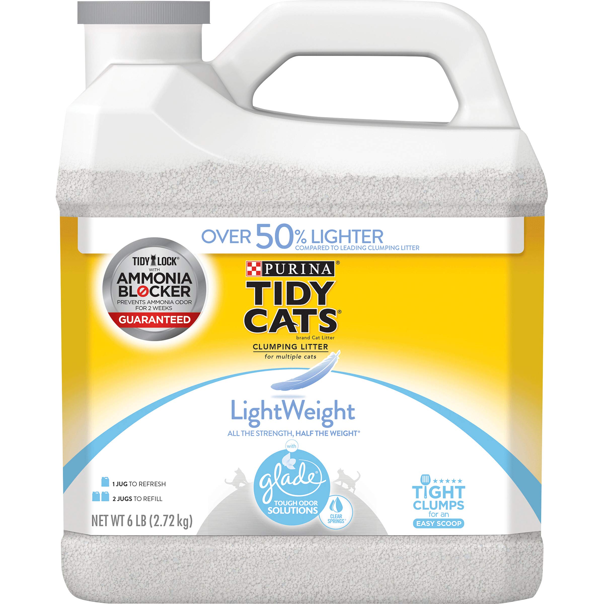 Purina Tidy Cats Light Weight, Low Dust, Clumping Cat Litter, LightWeight Glade Clear Springs Multi Cat Litter - 6 lb. Jug