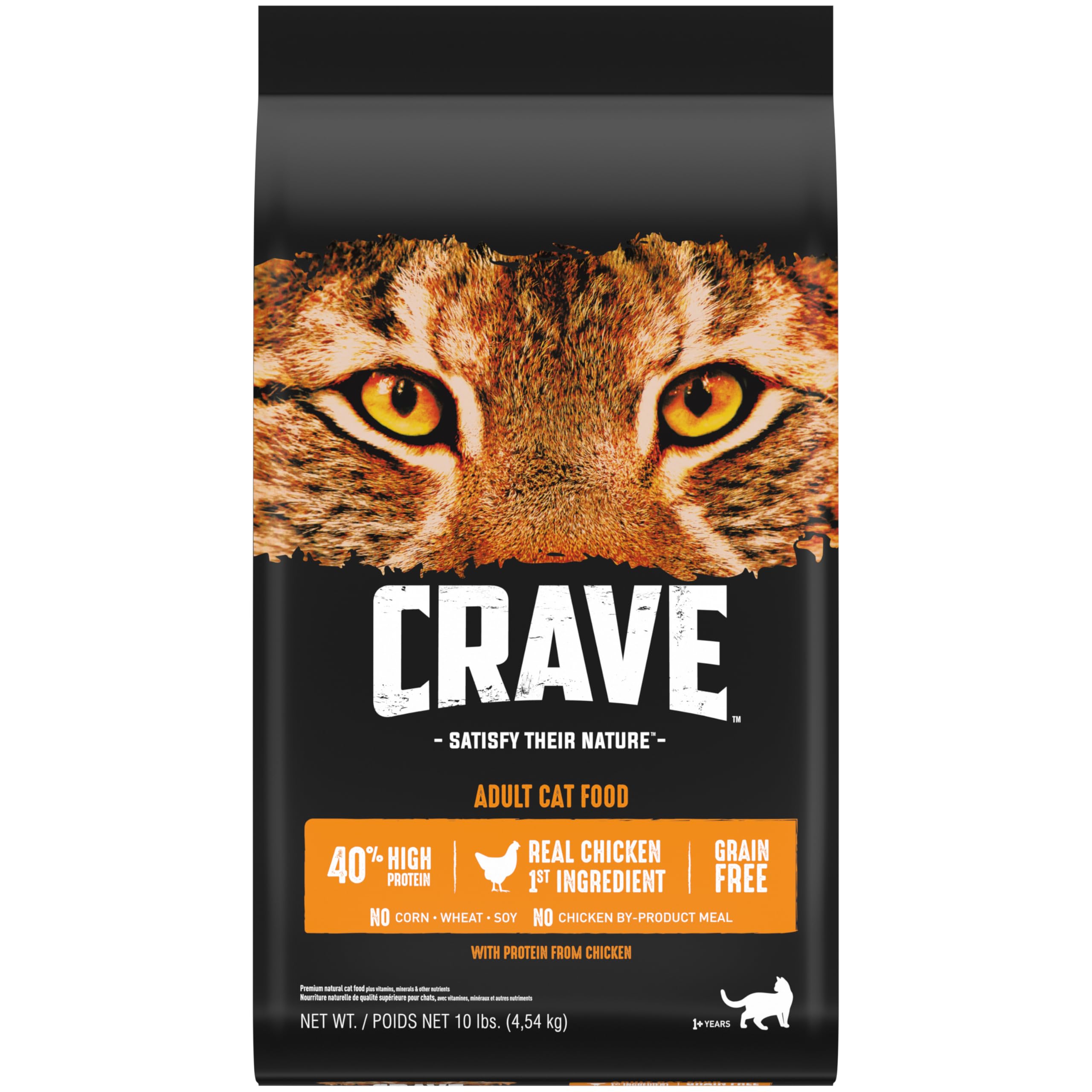 CRAVE Grain Free Adult High Protein Natural Dry Cat Food with Protein from Chicken, 10 lb. Bag