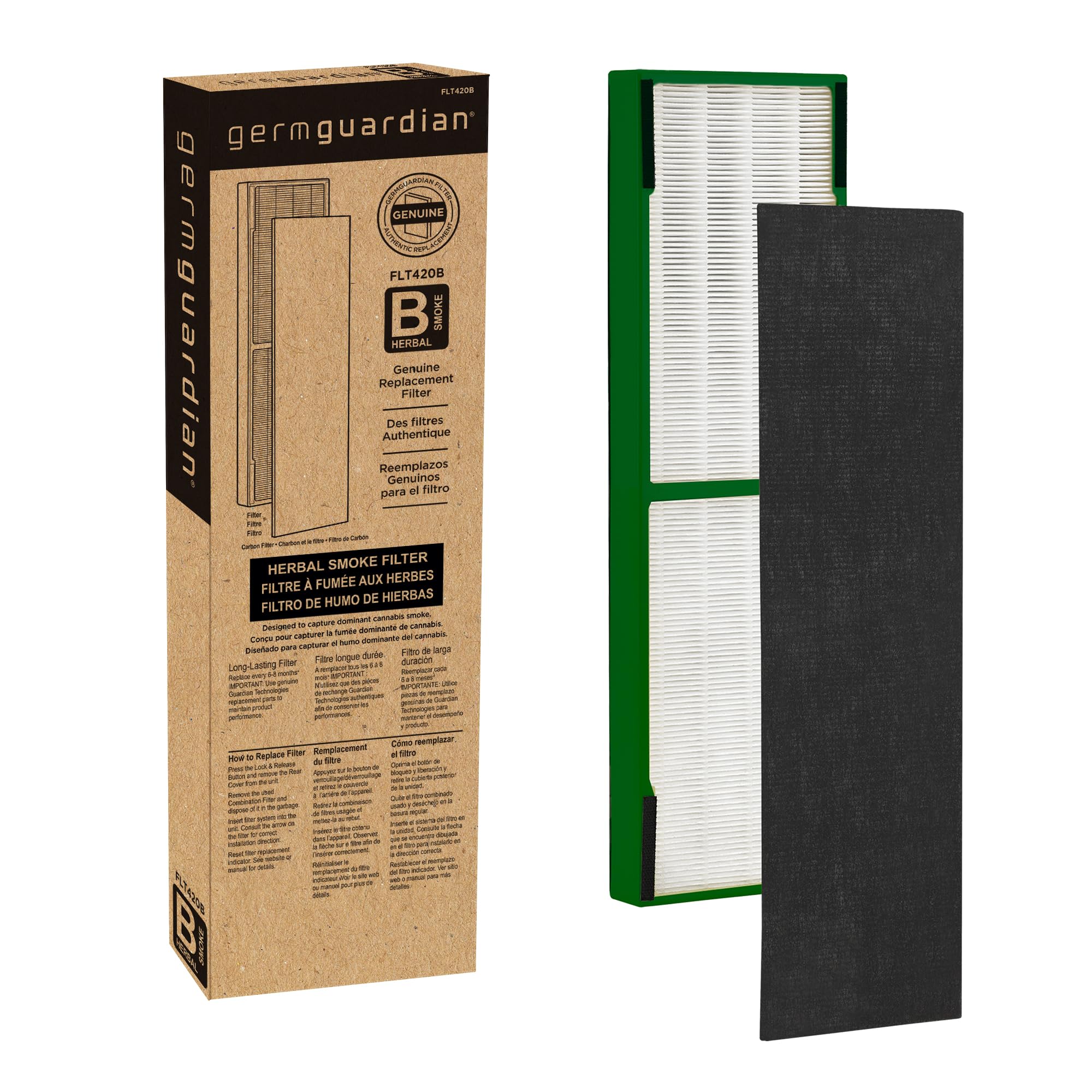 GermGuardian Cannabis Smoke Filter B for Air Purifiers - Air Purifier Replacement Filter - Designed to Capture Scents - Ideal for Home, Kitchen, and Large Bedroom Spaces - FLT420B