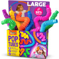 Nutty Toys Pop Tubes - Large 8-Pack Sensory Toys - Creative STEM Learning for Kids & Toddlers - Connect & Pop! Top ADHD Autism Fidget 2026, Best Boy & Girl Easter Basket Stuffers Gifts Idea