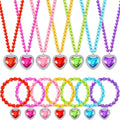 Sureio 7 Sets Girl Dress up Jewelry Toddler Princess Bracelet Necklaces Kids Valentine's Day Costume Jewelry Set for Girl Tea Costume Party