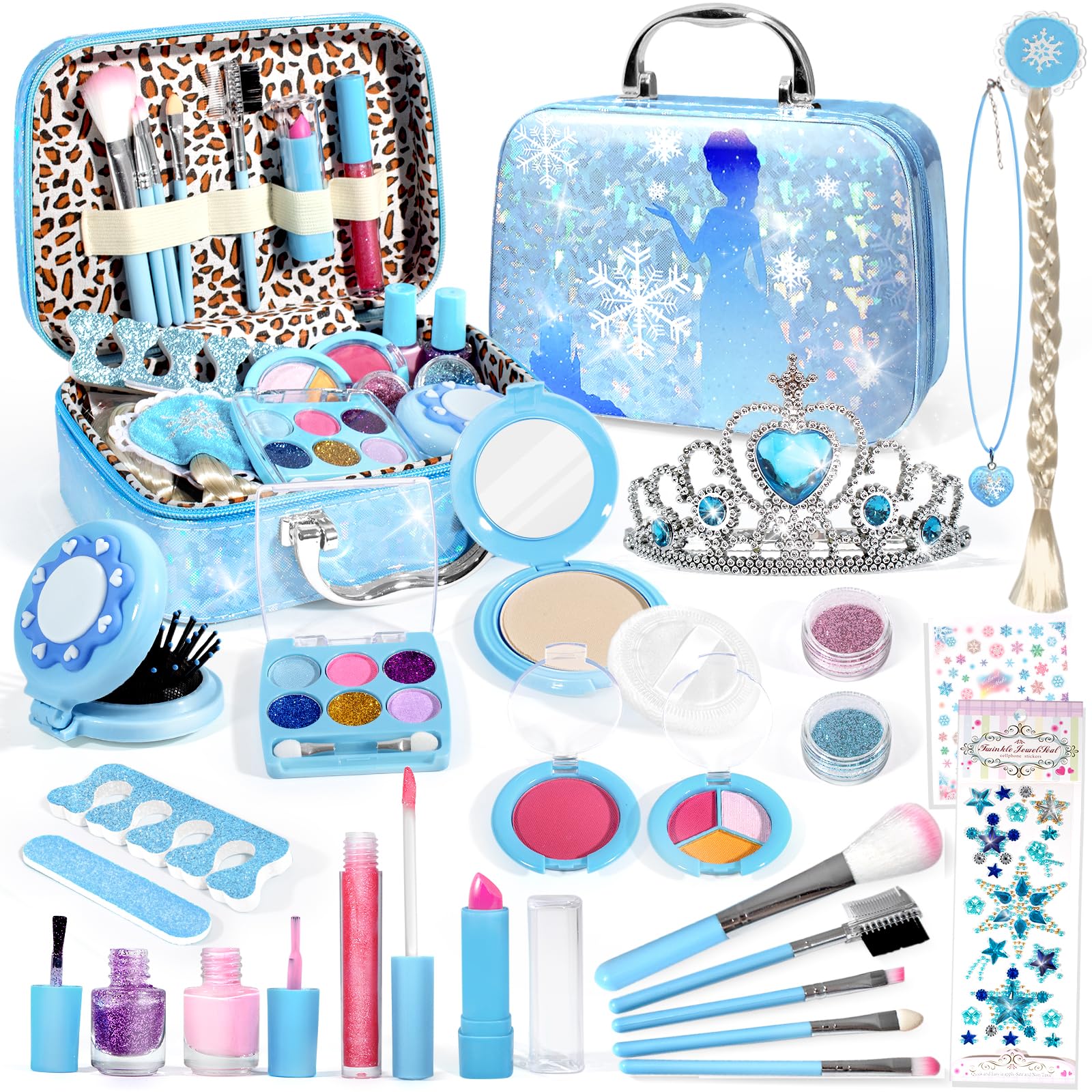 INNOCHEER Kids Makeup Kit for Girls, Frozen Makeup Set, Real Washable Makeup Kit, Birthday Christmas Princess Gifts for Girls Kids Toddlers Age 3 4 5 6 7 8 9 10 11 12 Year Old