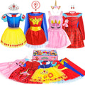 Jeowoqao Toddler Girls Dress up Costumes, Princess Dress Up Clothes for Little Girls, Kids Dress Up Pretend Play Set with Supergirl Princess Costumes Toy Gift for Girls Ages 3 4 5 6 Years