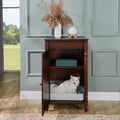 Solid Wood Cat Litter Box Enclosure, Hidden Litter Box Furniture, Wooden Pet House Storage Cabinet, Wooden Floor Cabinet for Hallway, Entryway or Living Room Home Decor, Cherry Walnut