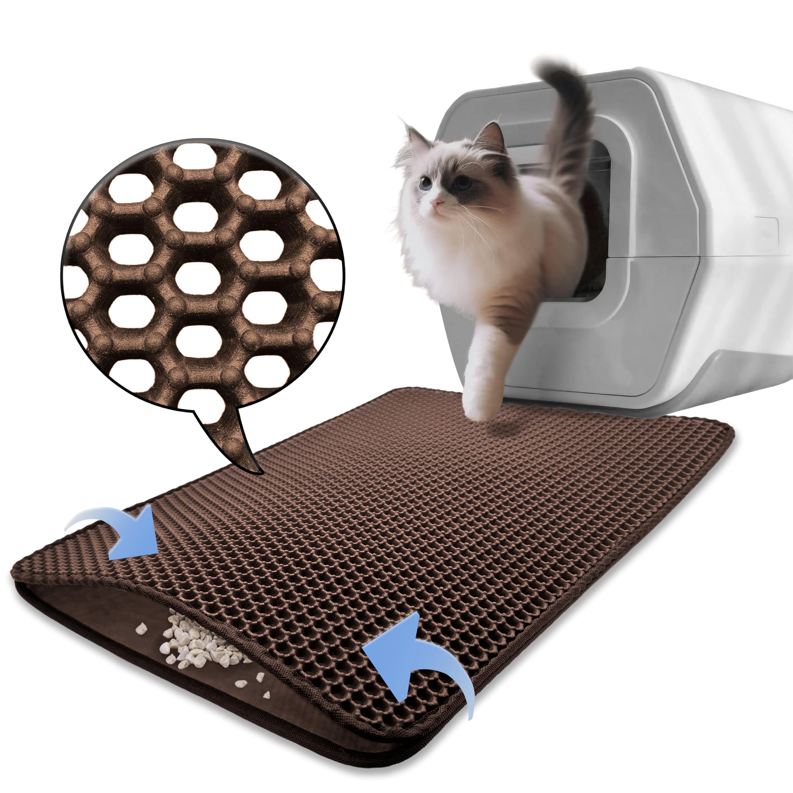 HTTMT- (20x15.7 inch) Pet Supplies Cats Litter & Housebreaking 40X50 Brown Cat litter Mat Double Layer Pad Trapper Folding Pad EVA Foam Rubber