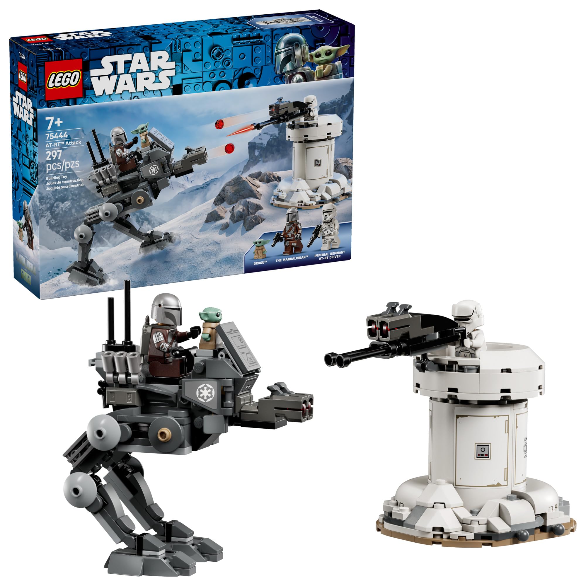 LEGO Star Wars AT-RT Attack - Building Toy for Boys & Girls, Ages 7+ - with The Mandalorian & Grogu Minifigures - Playset for Kids - Gift for Birthdays - 75444