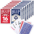 Playing Cards, 16 Decks of Cards Bulk Standard Size Poker Cards, Perfect for Classic Card Games, Party Games, Blackjack, Card Games for Families & Magic Performances (Red/Blue)