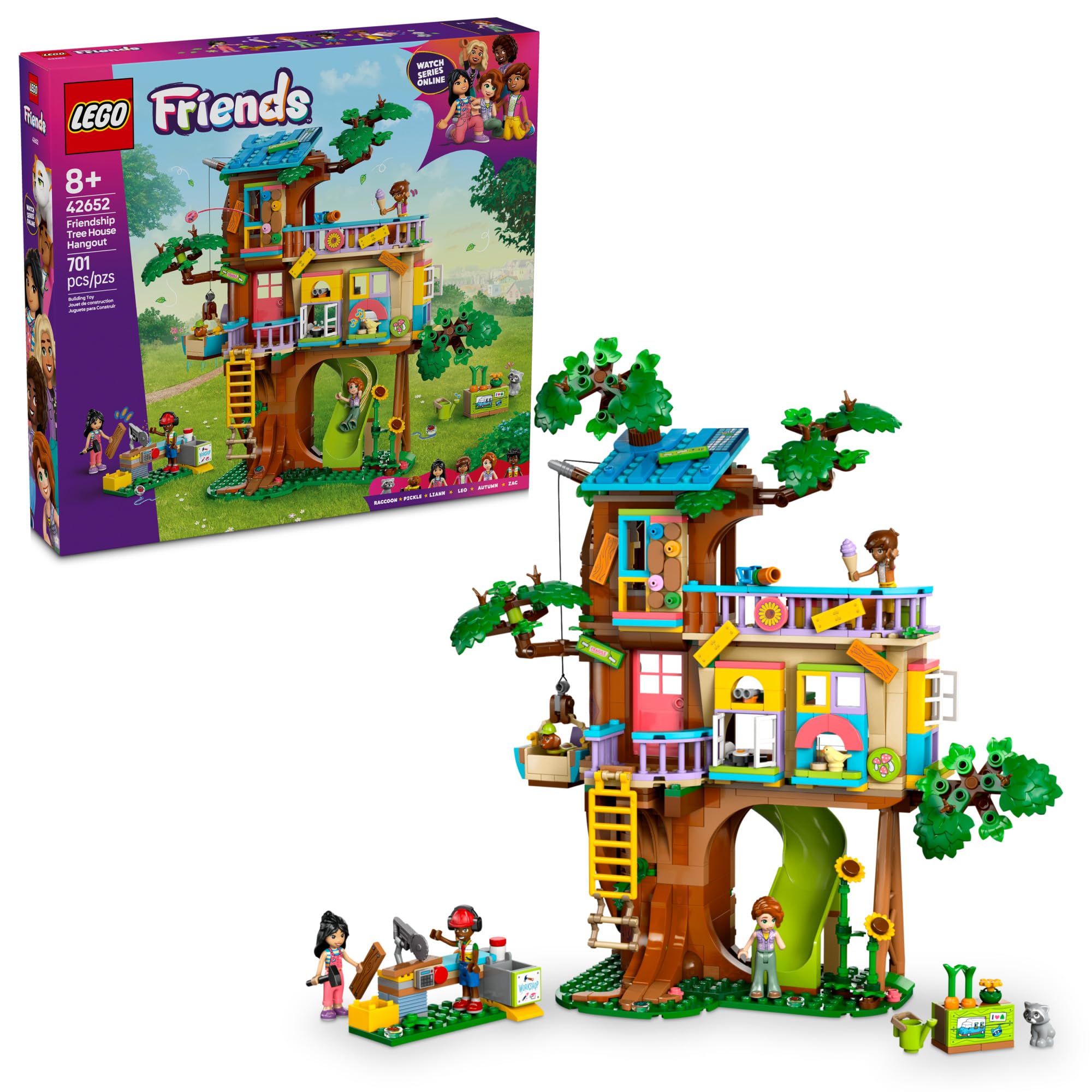 LEGO Friends Friendship Tree House Hangout - Building Toy Playset for Kids, Girls and Boys, Ages 8+ - Pretend Play Gift Idea for Birthdays - with 4 Minidolls and 2 Animal Figures - 42652