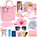 HUUIDY Toddler Play Purse Set, Pink Princess & Trip Themed Pretend Play Toys for Girls Ages 3+, Includes Handbag, Camera, Phone, Wallet, Fake Makeup, Travel Essentials