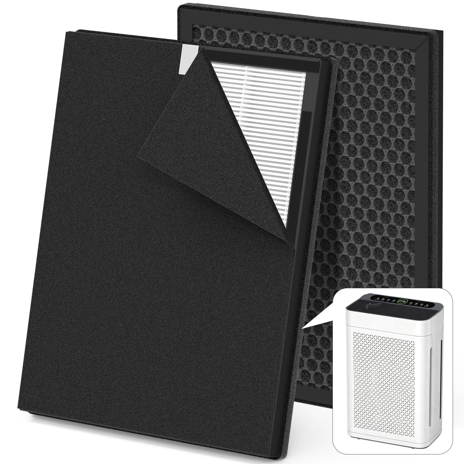 AP300 Replacement Filter Compatible with DBFIT AP300 Air Purifier, 3-Stage Double-Sided Filters for Home Large Room up to 3000sq.ft with Washable Pre-filter, 2 Pack