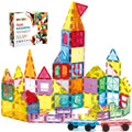 OugerToy 104PCS Magnetic Tiles STEM Building Blocks for Kids Ages 3-9, Educational Stacking Toys with Car Bases, Creative Construction Gift for Boys Girls