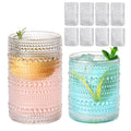 ZMOWIPDL Vintage Hobnail Drinking Glasses Set of 8,Clear 12 oz & 15oz Highball Glass Cups, Kitchen Drinkware Glassware,Embossed Water Tumbler,for Beer,Cocktail,Whiskey,Juice and Various Mixed Drinks