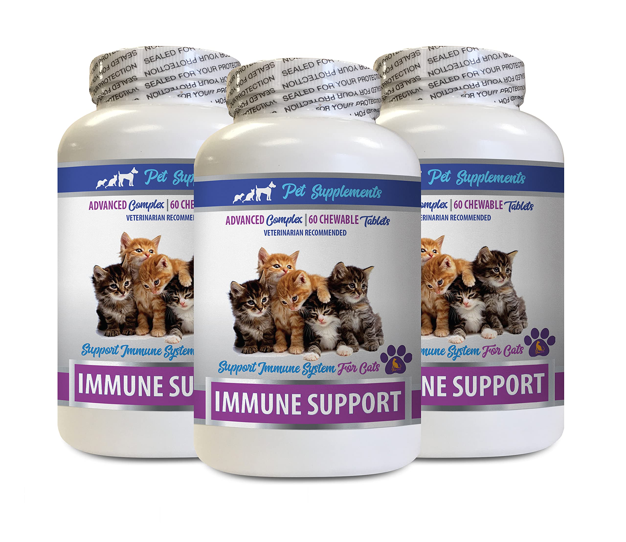 cat Food Immune System - Immune Support for Cats - Healthy Immune Response - Vet Recommended - pet Wellbeing Milk Thistle for Cats - 3 Bottles (180 Chewable Tablets)