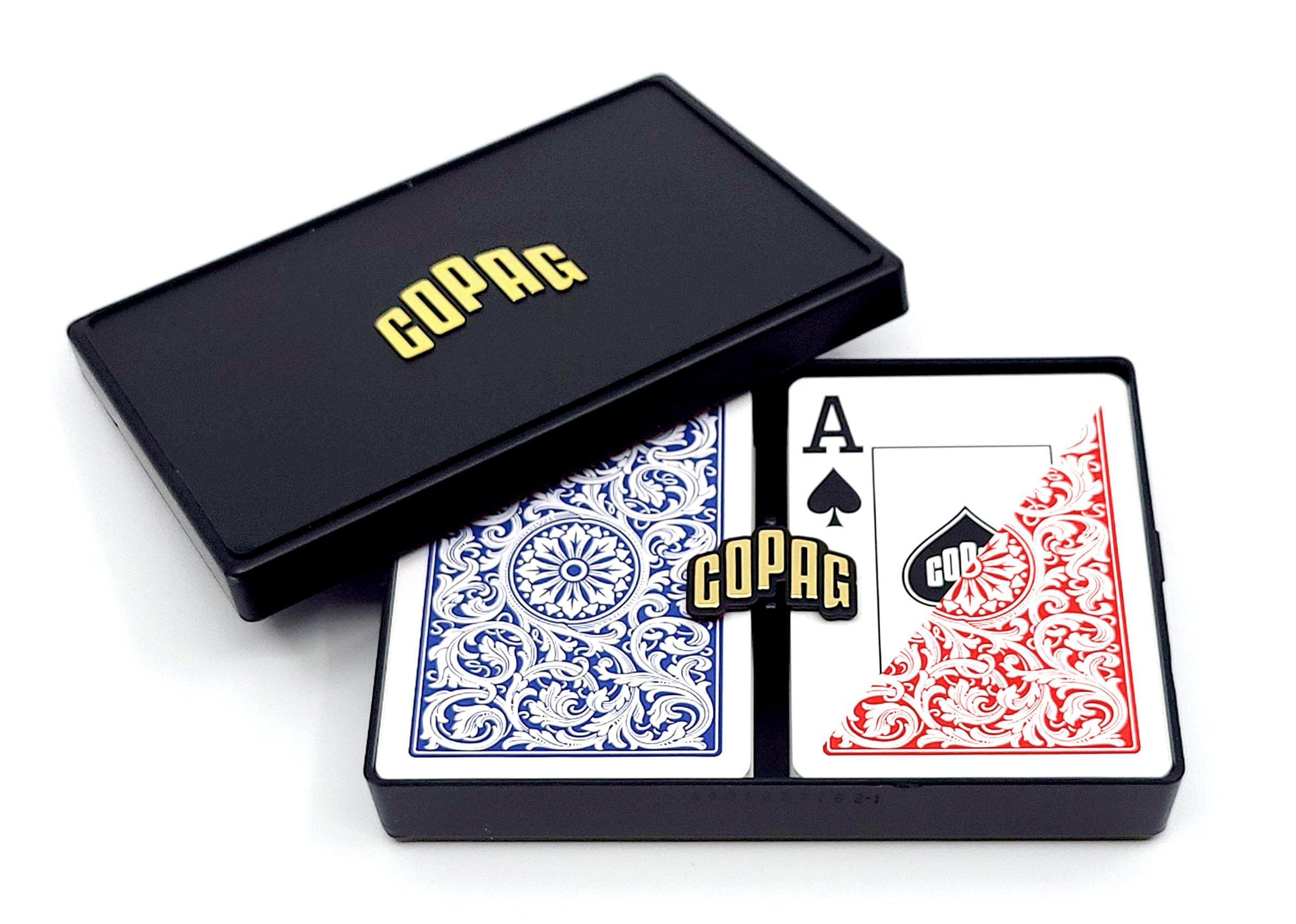 Copag 1546 Design 100% Plastic Playing Cards, Poker Size (Standard) Red/Blue (Jumbo Index, 1 Set)