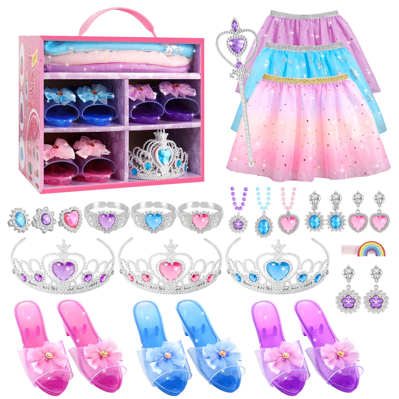 Princess Dress Up Toys and Jewelry Boutique, Girls Role Play Gift Set, Kids Toys for 3-6 Years Girl, Birthday Party Favors, Pretend Play Gifts for Little Girls Aged