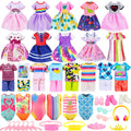 30 PCS Mini 6 Inch Doll Clothes and Accessories Include 4 Tops, 4 Pants for Boy Dolls, 5 Dresses , 2 Swimsuit and 2 Shoes, 10 Outfits Hangers Pocket Glasses Headset Crown for 5.3-6 Inch Dolls