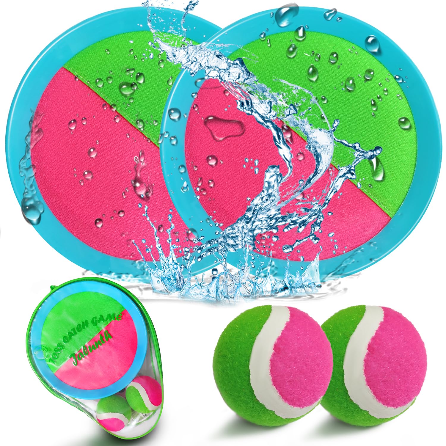 Jalunth Ball Catch Set Game Toss Paddle - Beach Toys Back Yard Outdoor Games Pool Backyard Target Throw Catch Sticky Set Age 3 4 5 6 7 8 9 10 11 12 Years Old Boys Girls Kids Easter Gifts Blue