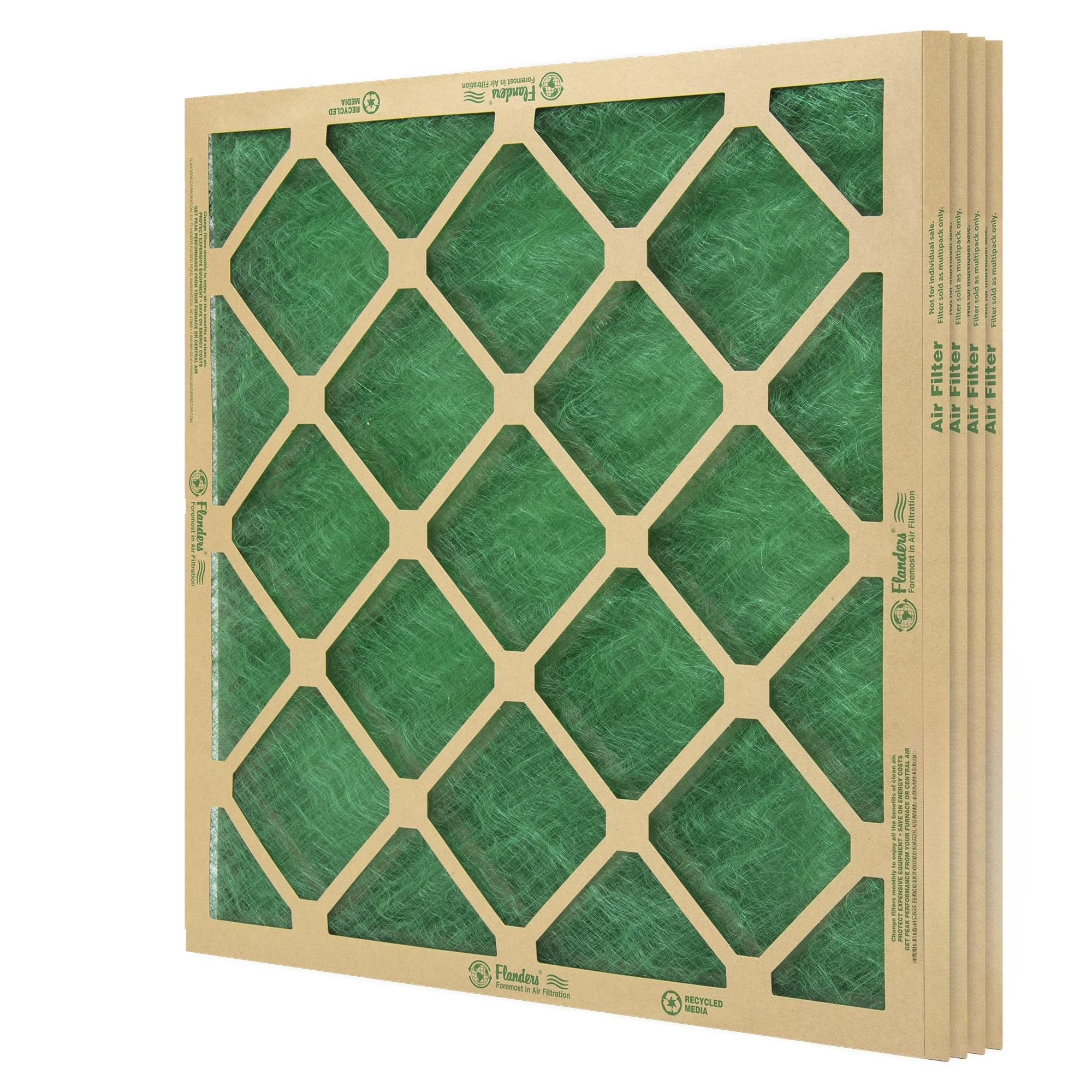 20x30x1 MERV 1 Nested Fiberglass Air Filters 4-Pack, HVAC Furnace AC Filter with Heavy-Duty Chipboard Frame