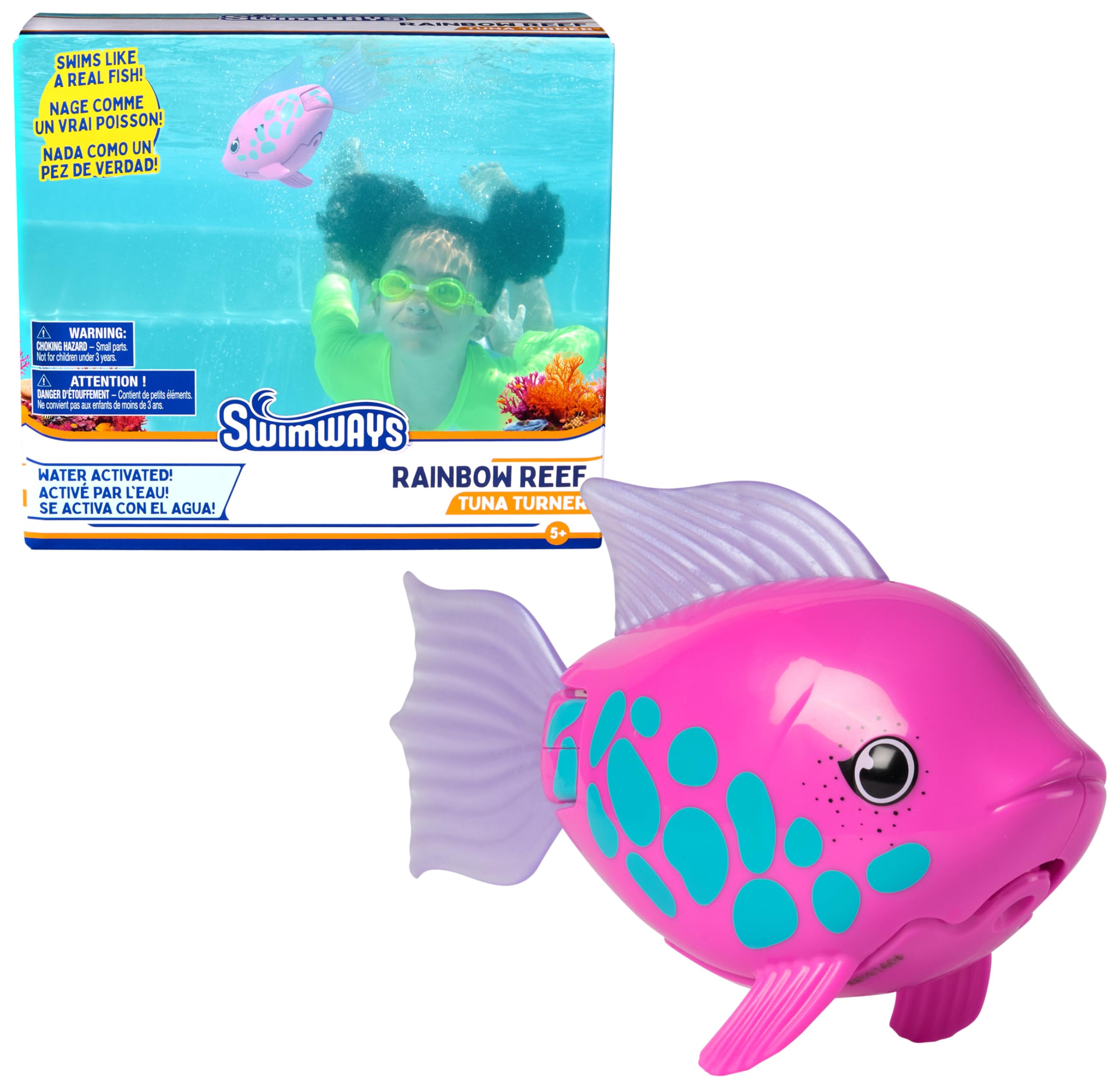 SwimWays Rainbow Reef Fish Toy, Kids Swimming Accessories & Water Toys, Learn to Swim Pool Toys for Kids Ages 5 & Up, Batteries Included, Tuna Turner