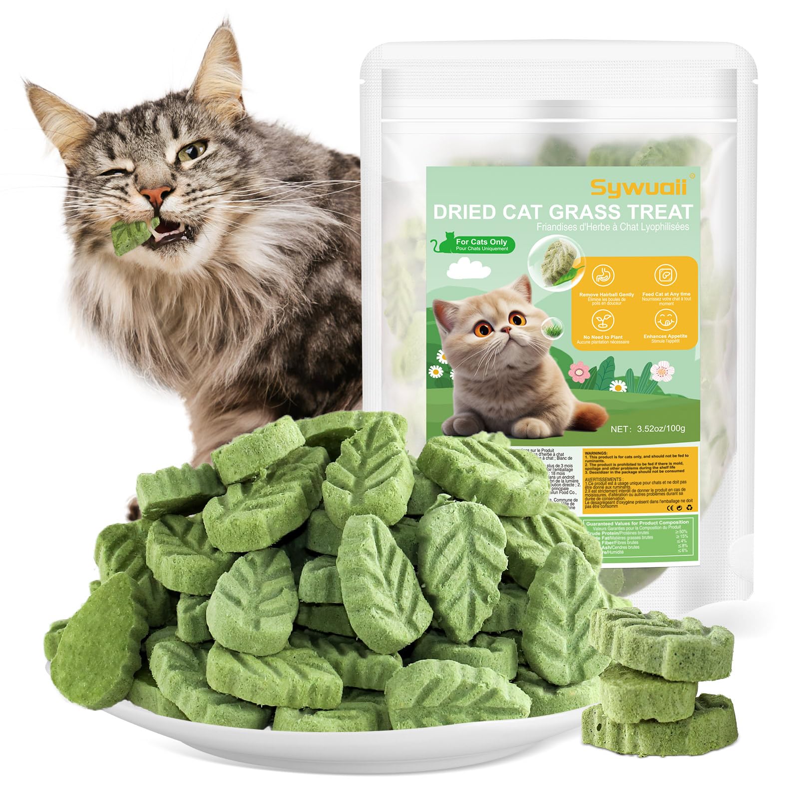 100g/3.52oz Cat Grass Treats, Cat Grass Teething Stick for Hairball Remove and Teeth Cleaning, Edible Cats-Grass Stick Snack