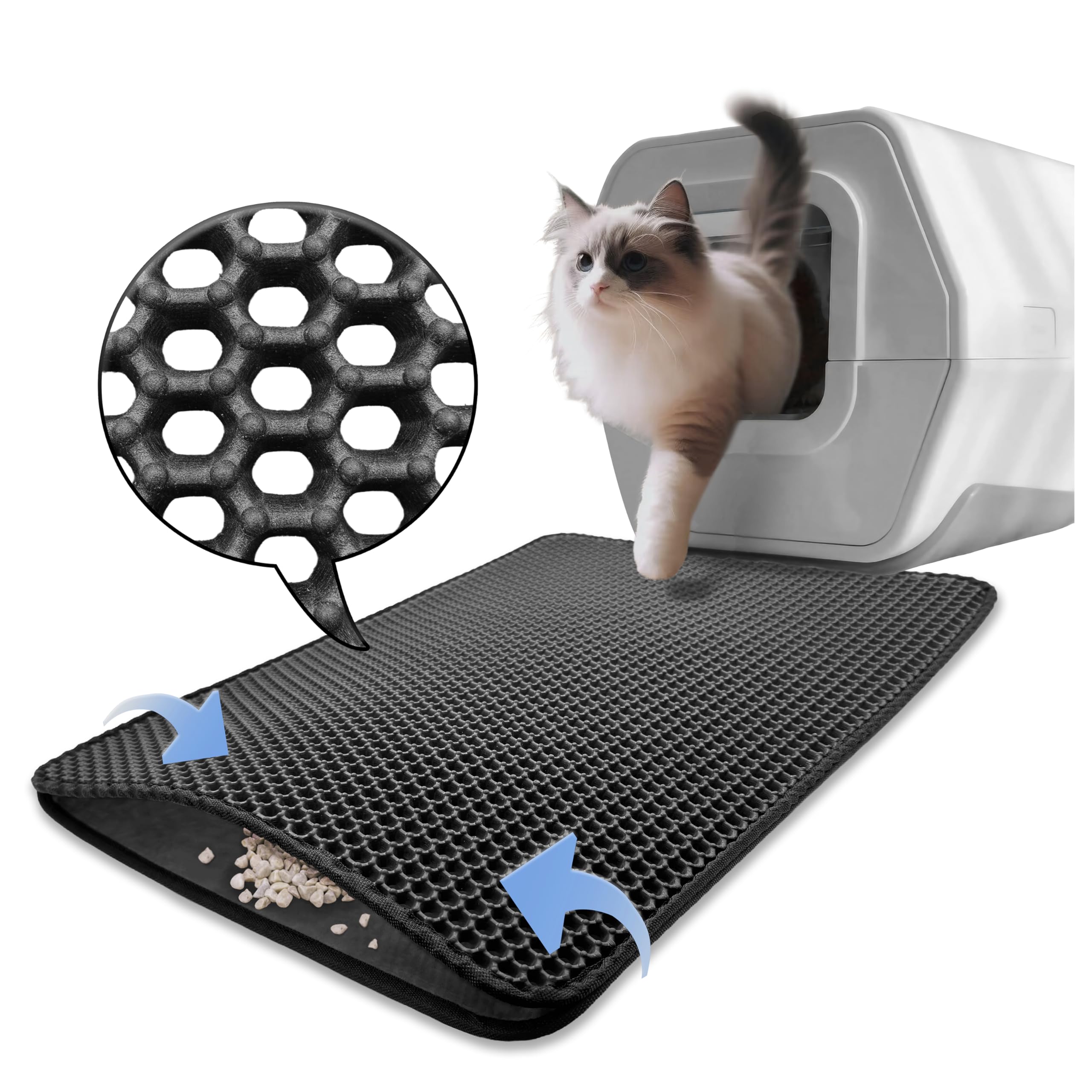 HTTMT- (20x15.7 inch) Pet Supplies Cats Litter & Housebreaking 40X50 Black Cat litter Mat Double Layer Pad Trapper Folding Pad EVA Foam Rubber