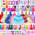 Ecore Fun 99 Pcs Doll Clothes Outfits and Accessories- 5 Princess/ Wedding Gowns 12 Fashion Dresses 2 Leisure Outfits 2 Bikini Swimsuits 10 Shoes and 57 Accessories for 11.5 inch Dolls,Girl Gift