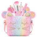 Kids Makeup Kit for Girls with Purse - 16 Pcs Real Washable Non Toxic Toddler Make Up Toy - Play Vanity Set Princess Toys - Little Girl Birthday Gift for 3 4 5 6 7 8 9 10 Years Old Kid - Rainbow