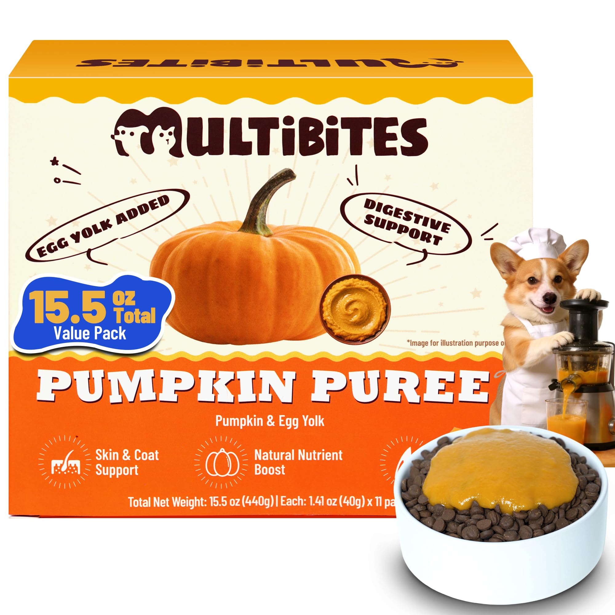 15.5oz Premium Pumpkin Puree for Cats & Dogs - Digestive Health,Sensitive Stomach for Soft Cat Treats - Natural Fiber Supplement for Dog Food Toppers,Kittens,Puppy Snacks