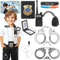 IVENRXIU Police Toys, Police Pretend Play Toys for Kids Boys and Girls, Role Play Set with Police Accessories, Handcuffs, Warning Light, Police Badge, Birthday Halloween Christmas Gifts