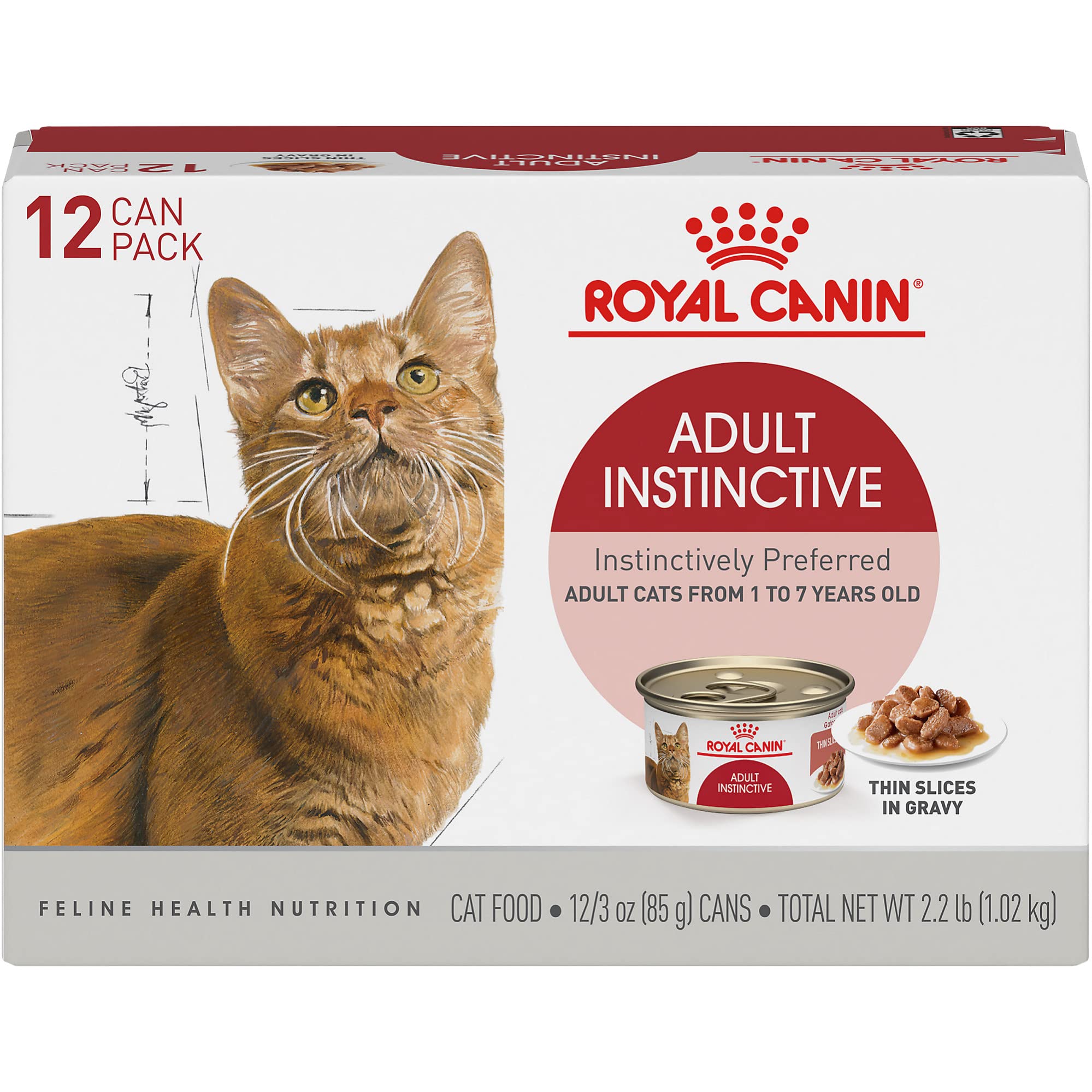 Royal Canin Feline Health Nutrition Adult Instinctive Adult Thin Slices in Gravy Cat Food, 3 oz (Pack of 12)