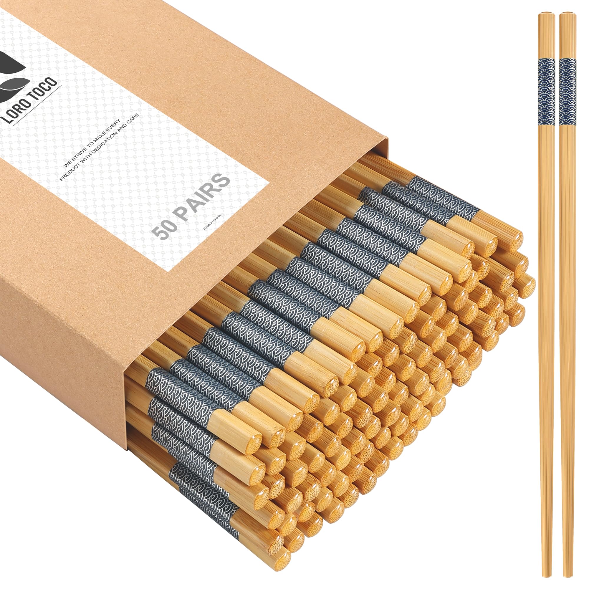 50 Pairs Bamboo Chopsticks Disposable | Separated | Reusable | Bulk Cooking Chop Sticks - ?9.45in?