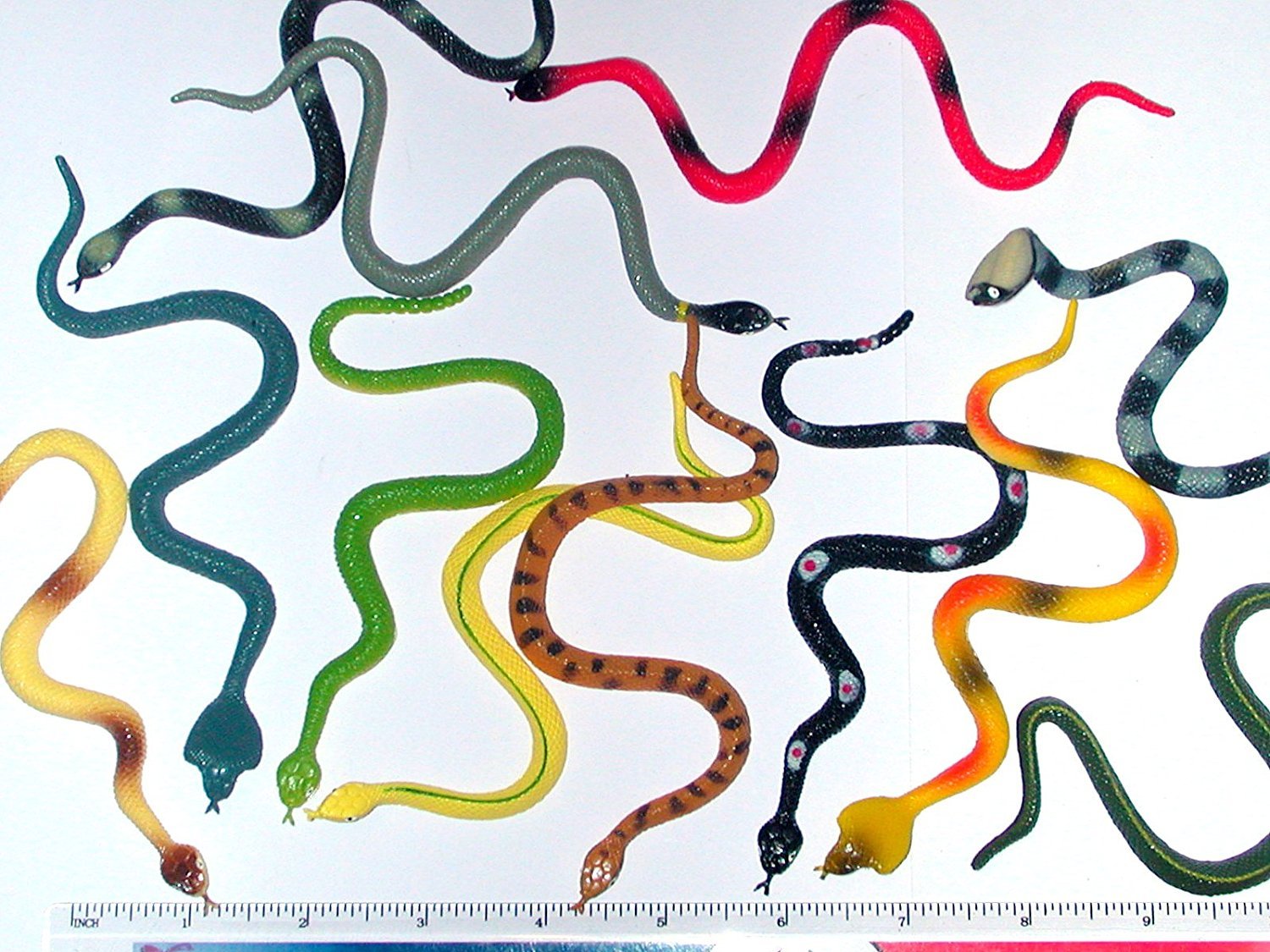 Rhode Island Novelty 6 Inch Rain Forest Rubber Snakes Set of 12