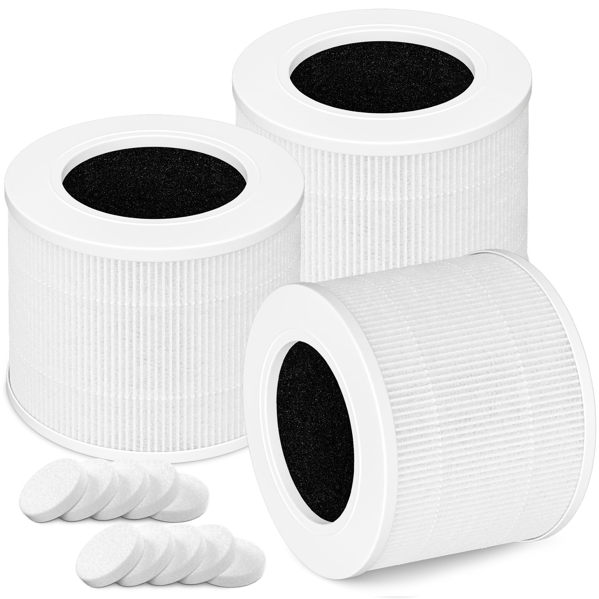 Funmit Core Mini Replacement Filter for LEVOIT Core Mini and Core Mini-P Air Purifier, 3-in-1 Filtration System and High-Efficiency Activated Carbon, Core Mini-RF, 3 Pack, White