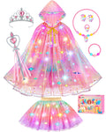 DOLNOW Princess Dress Up for Girls, Unicorn Light up Princess Cape Princess Dress Costume Crown Gift for Girls 3 4 5 6