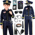 Police Officer Costume for Kids, Cop Costume Outfit Set with Toy Accessories, Halloween Costumes for Boys