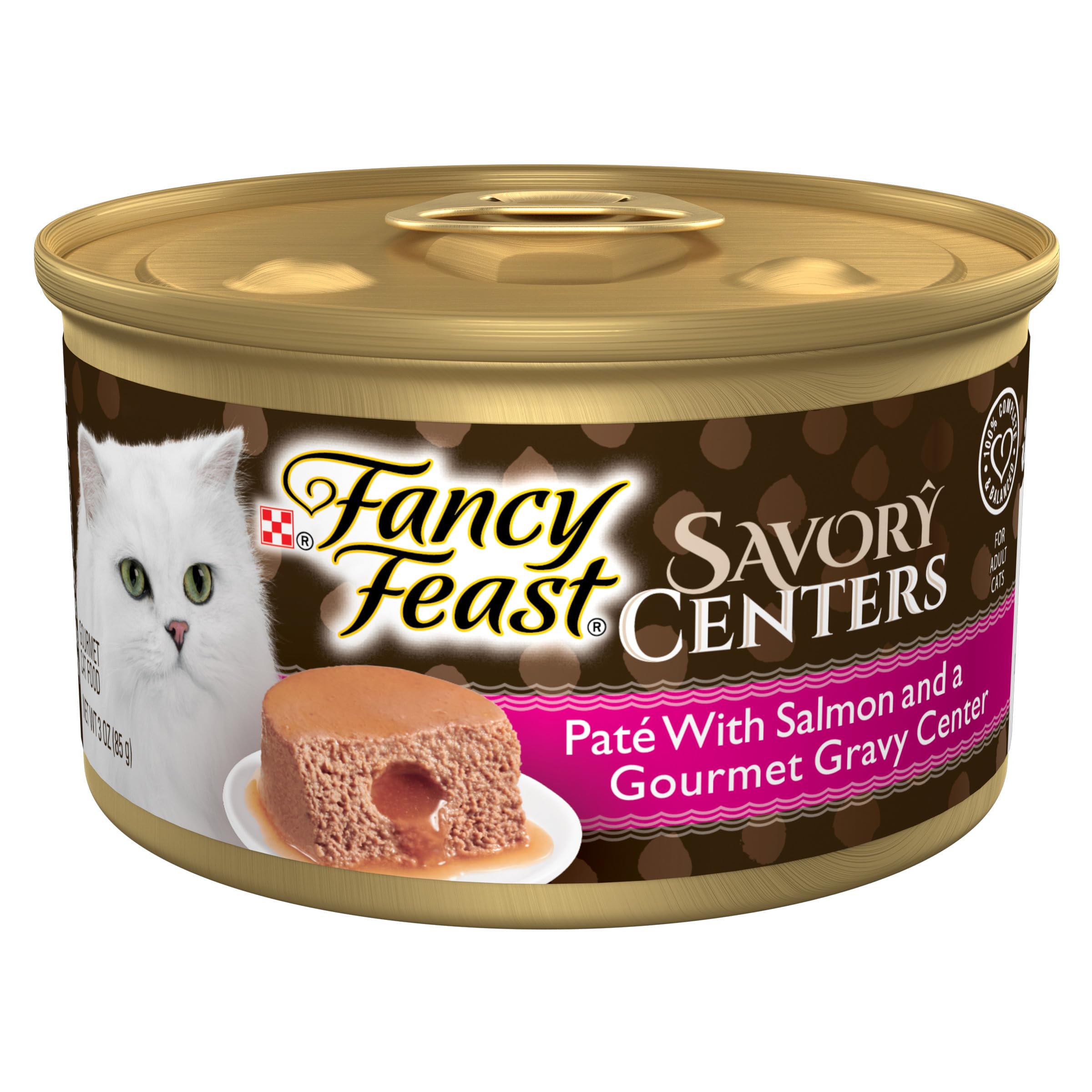 Purina Fancy Feast Savory Centers With Salmon Gourmet Wet Cat Food Pate With Gravy Center - (Pack of 24) 3 oz. Cans
