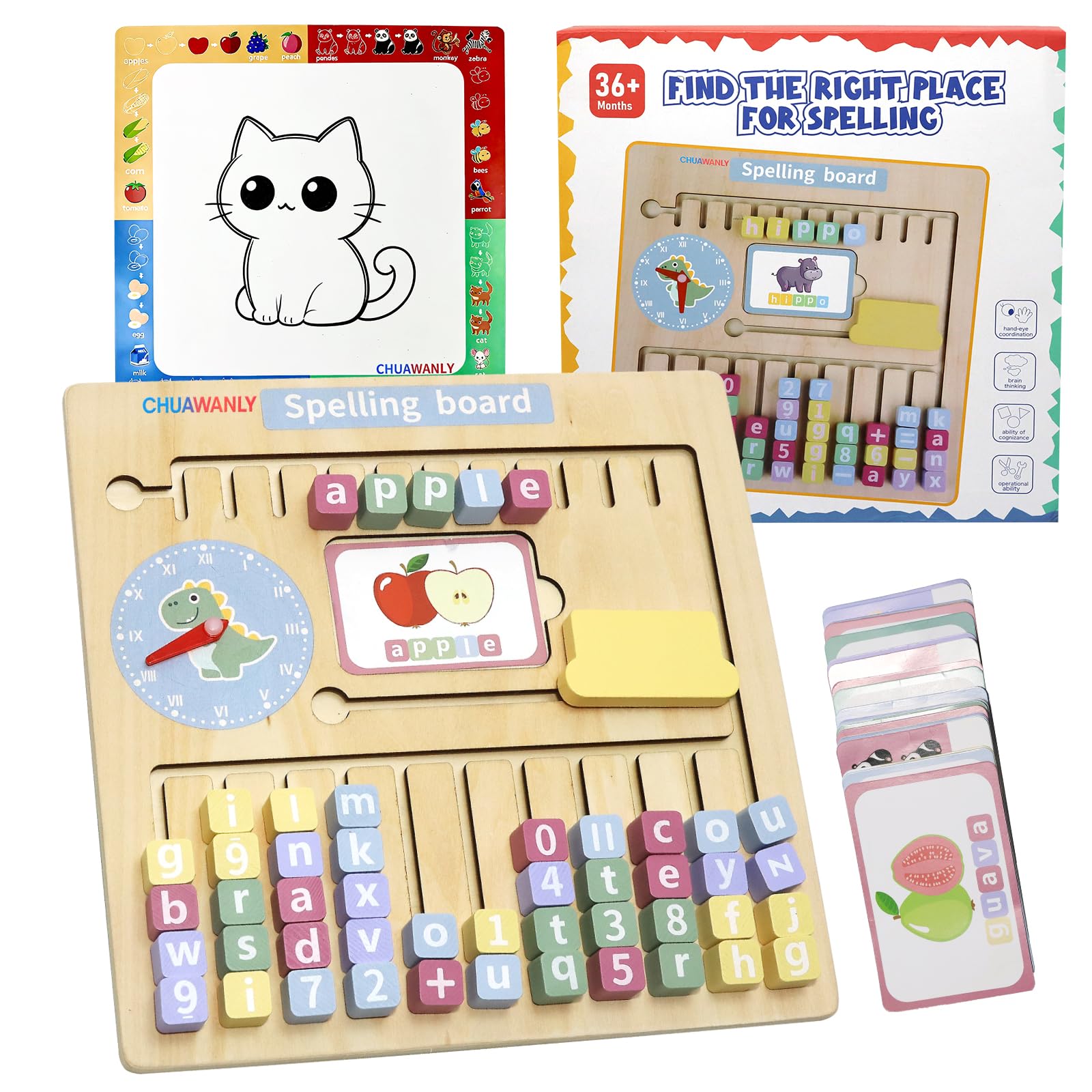 Montessori Learning & Educational Toys for Kids 4 5 6 7+,Wooden Spelling Games with Flashcards, Learning Activities for Preschool Kindergarten, Pre-K Essentials for Reading & Spelling,CVC Word Games