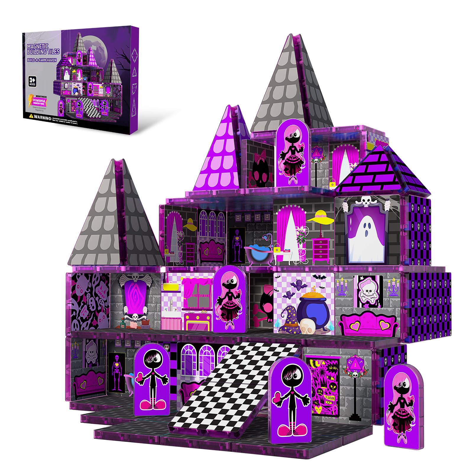 Magnetic Tiles 52PCS, Magnetic Building Blocks STEM Montessori Toys, Preschool Classroom Must Haves, Toddler Sensory Educational Toys for Kids Ages 3-12, Christmas Birthday Gift for Boys Girls(PURPLE)