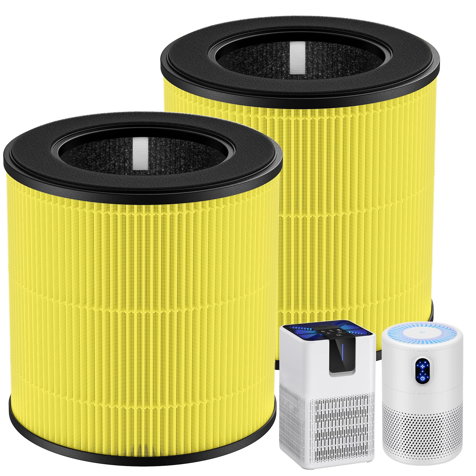 M05 B-D02L Pet Care Replacement Filter Compatible with MOOKA M05/ B-D02L, for KOIOS B-D02L, for VEWIOR B-D02U Air Purifi-ers, HEPA Air Filter and Activated Carbon Filter, 2 Pack, Yellow